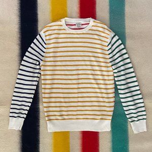 J. Crew unisex striped boyfriend sweater, light cotton knit, multicolored